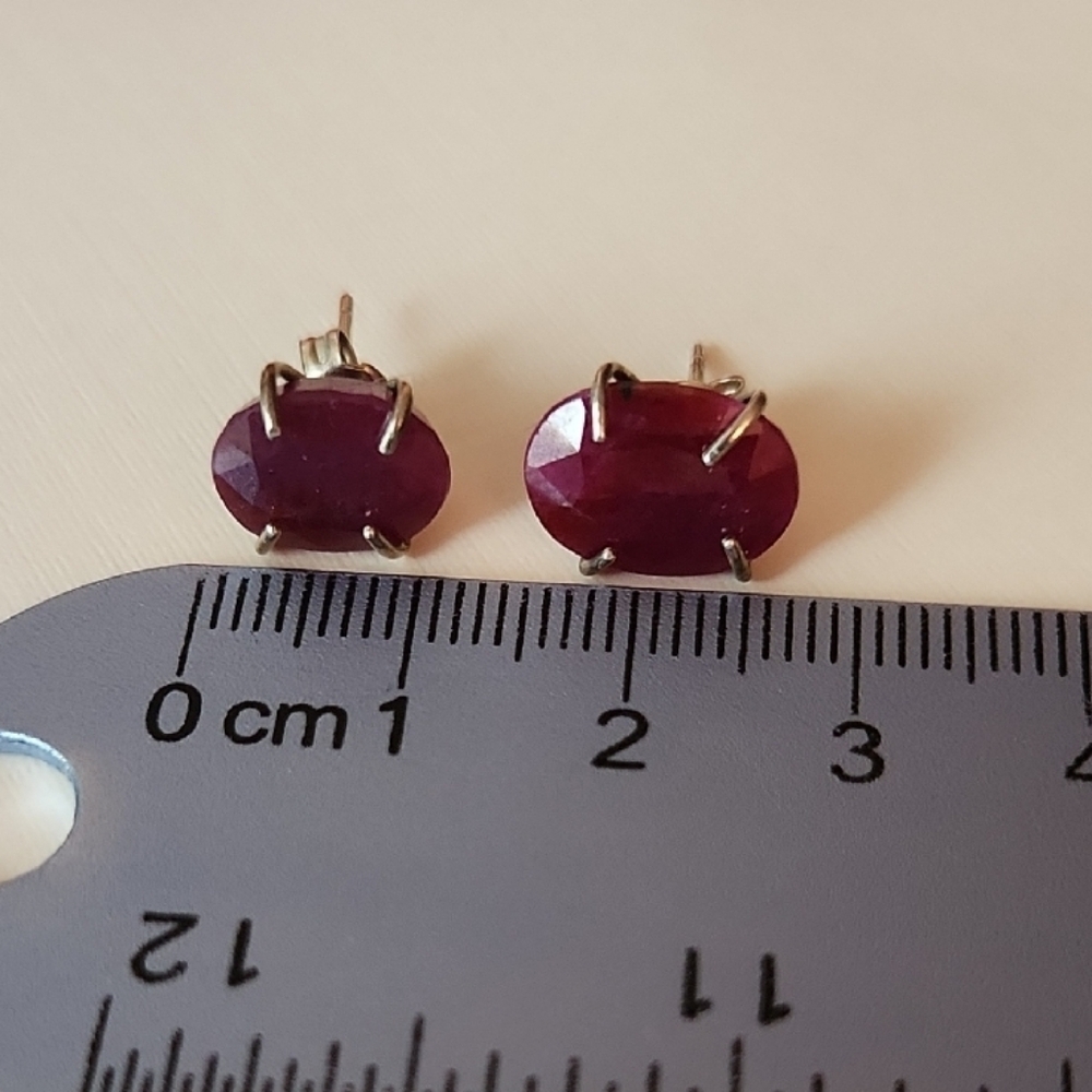 Sterling Silver And Ruby Post Earrings - image 1